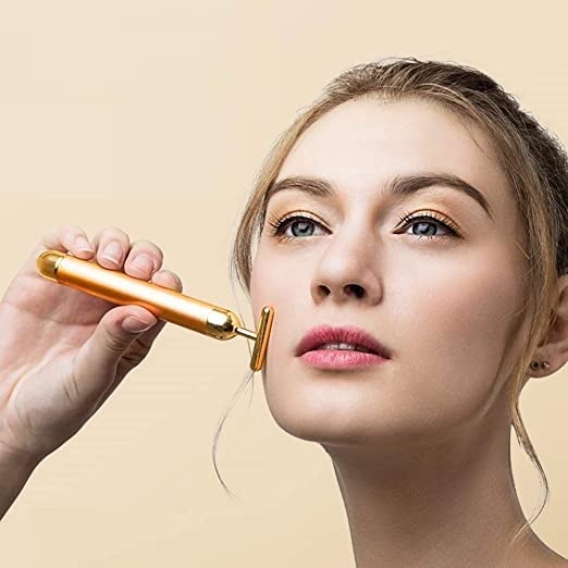 V-Shaped Gold-Tone Facial Lifting Bar – Electric Beauty Tool for Contouring & Skin Revival