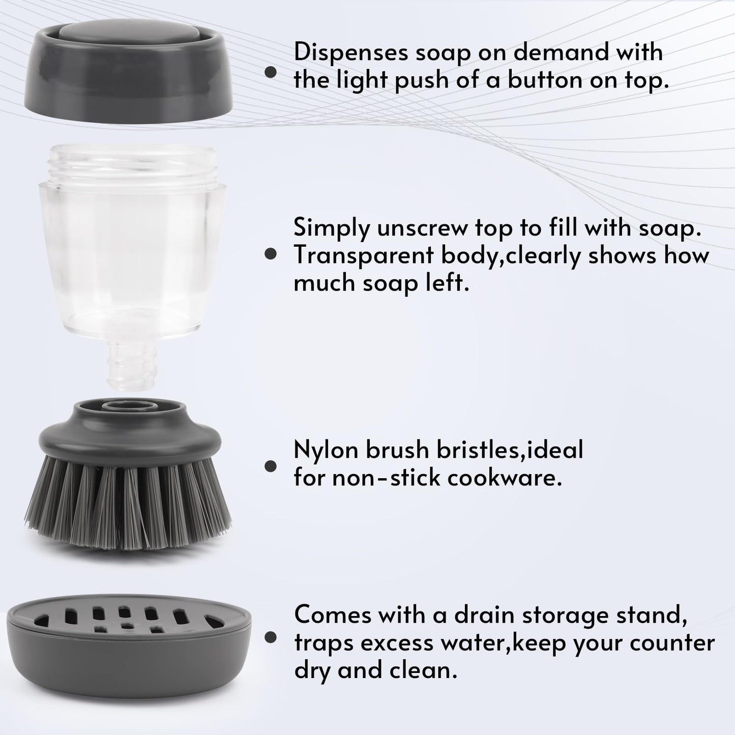 Smart Cleaning Brush with Auto Liquid Dispenser for Kitchen Pots