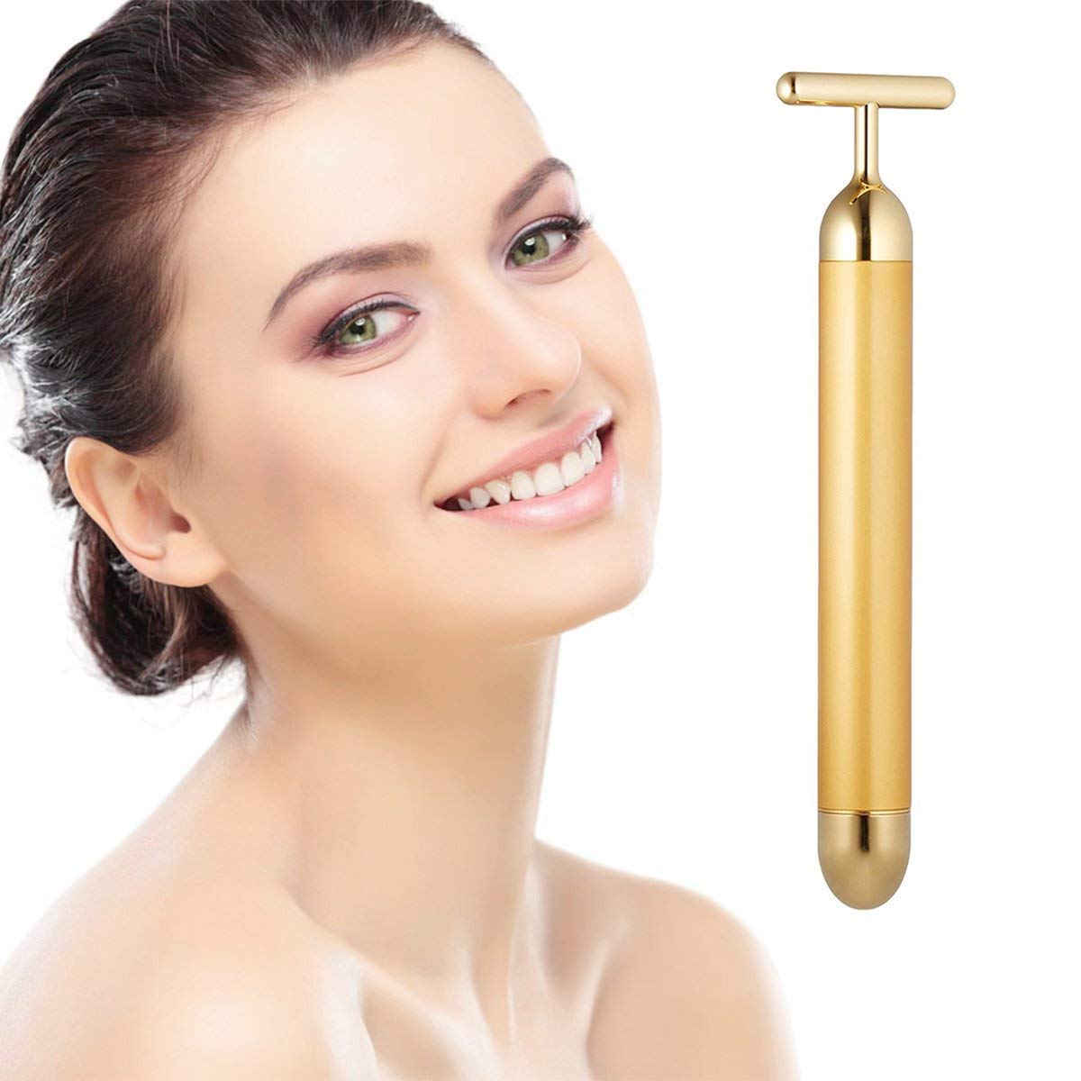 V-Shaped Gold-Tone Facial Lifting Bar – Electric Beauty Tool for Contouring & Skin Revival