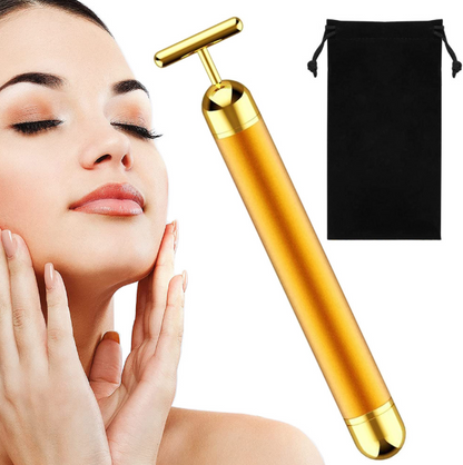 V-Shaped Gold-Tone Facial Lifting Bar – Electric Beauty Tool for Contouring & Skin Revival