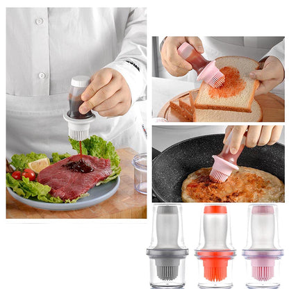 Portable Oil Bottle with Brush Silicone Barbecue Liquid Gadgets High-temperature Kitchen Baking Pastry Barbecue BBQ Tool