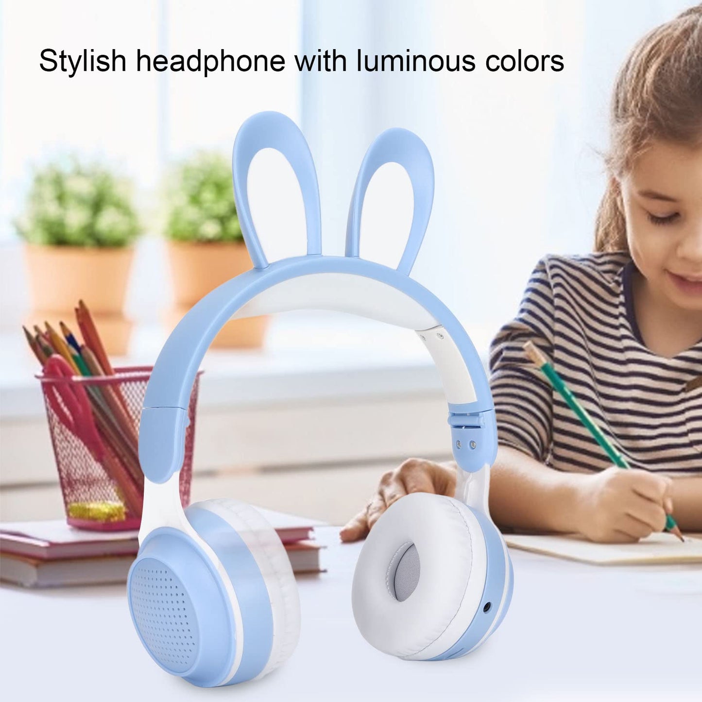 Rabbit Ear Headphones Wireless Luminous Extendable Wheat Headphones