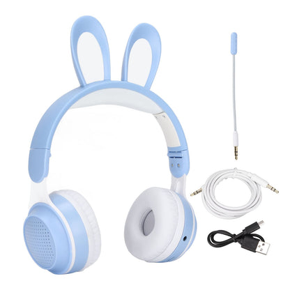 Rabbit Ear Headphones Wireless Luminous Extendable Wheat Headphones